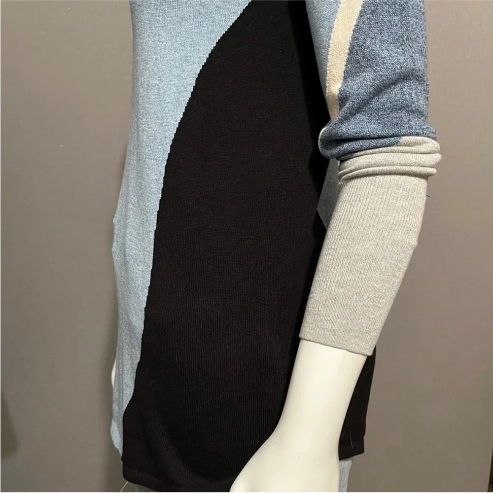 NWOT! Nic & Zoe Color Block Blue Tan Cream Black Lightweight Turtleneck Size XS